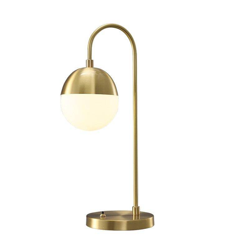 Lampe à poser design LED : bras doré et boule en verre Soft