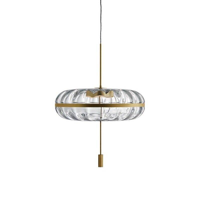 Suspension LED en verre arrondi et doré de Luxe