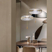 Suspension LED en verre arrondi et doré de Luxe