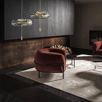Suspension LED en verre arrondi et doré de Luxe