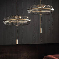 Suspension LED en verre arrondi et doré de Luxe