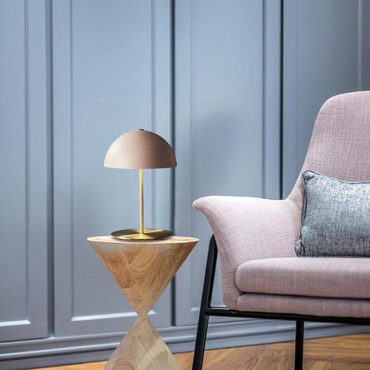 Lampe à poser design LED - Socle doré et abat-jour Mushroom