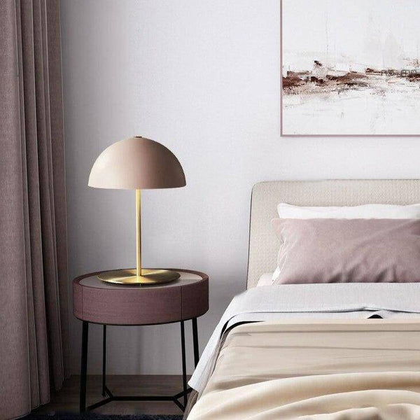 Lampe à poser design LED - Socle doré et abat-jour Mushroom