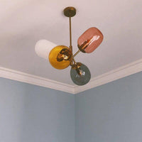 Suspension LED en verre avec 3 abat-jours colorés