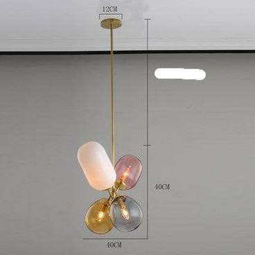 Suspension LED en verre avec 3 abat-jours colorés