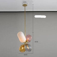 Suspension LED en verre avec 3 abat-jours colorés