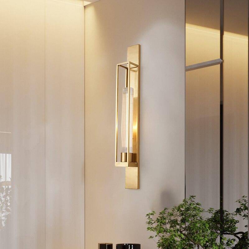 Applique murale LED - Cage dorée en rectangle