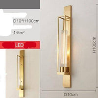 Applique murale LED - Cage dorée en rectangle