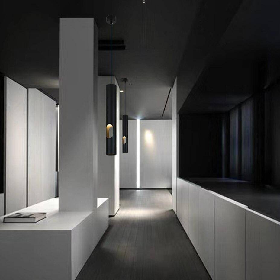Suspension LED cylindrique en aluminium pour hôtel