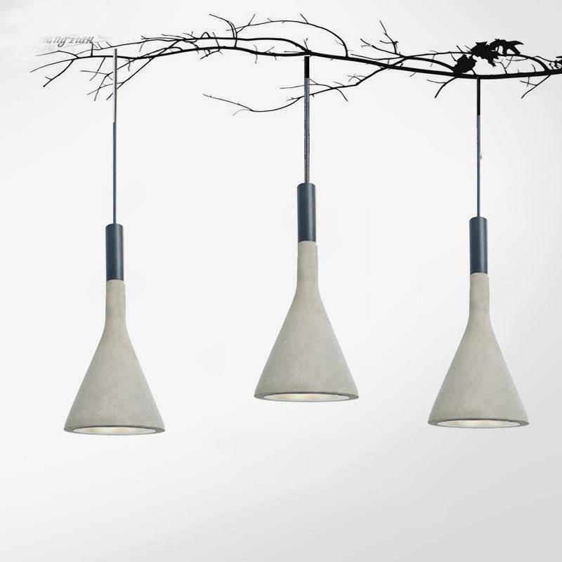Suspension LED design avec abat-jour conique en ciment