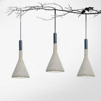 Suspension LED design avec abat-jour conique en ciment