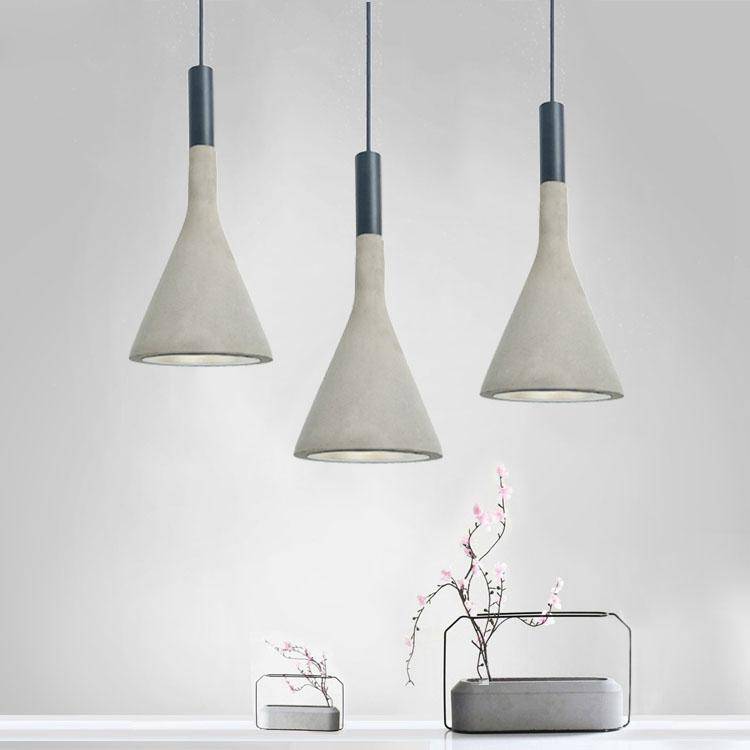 Suspension LED design avec abat-jour conique en ciment