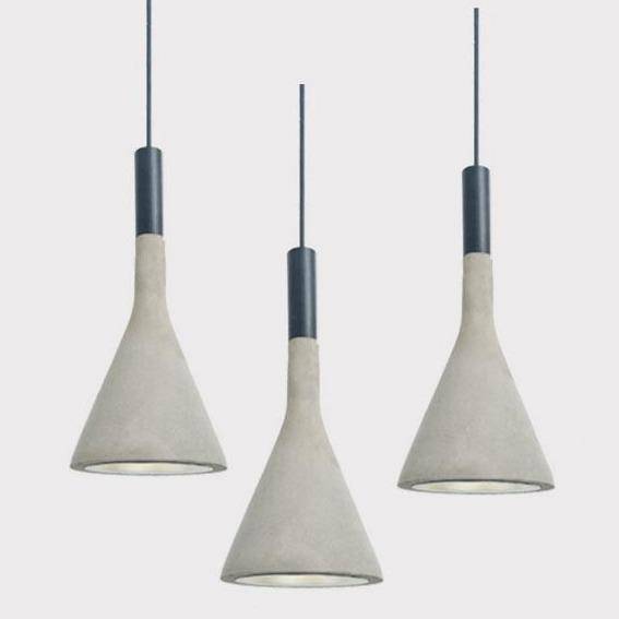 Suspension LED design avec abat-jour conique en ciment