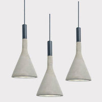 Suspension LED design avec abat-jour conique en ciment