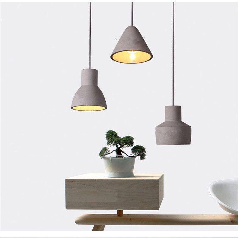 Suspension LED Design avec Abat-jour en Ciment Rond