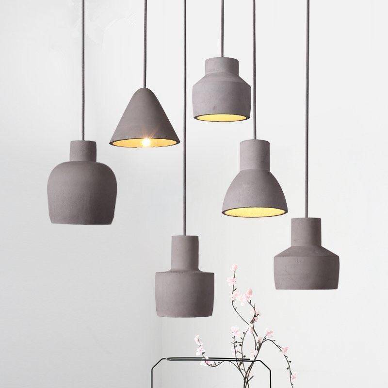 Suspension LED Design avec Abat-jour en Ciment Rond