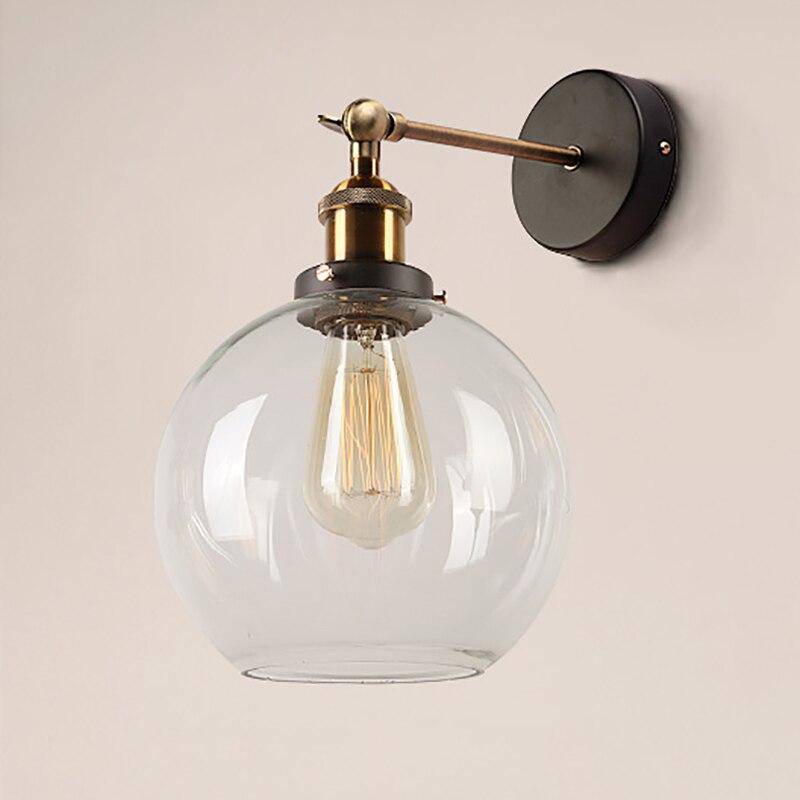 Applique murale LED vintage dorée en verre