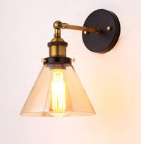 Applique murale LED vintage dorée en verre