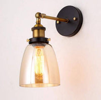 Applique murale LED vintage dorée en verre