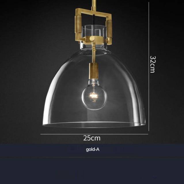 Suspension LED Verre & Métal Doré Light
