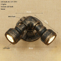Applique murale rétro LED Tino Metal Pipe Style