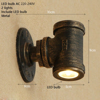 Applique murale rétro LED Tino Metal Pipe Style