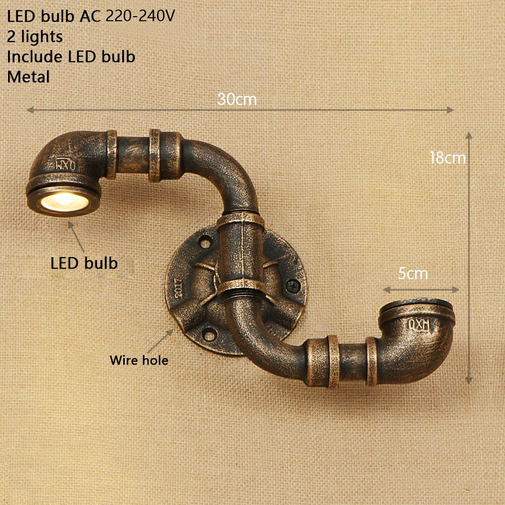 Applique murale rétro LED Tino Metal Pipe Style