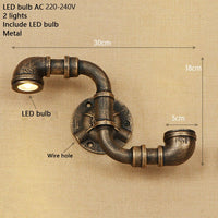 Applique murale rétro LED Tino Metal Pipe Style