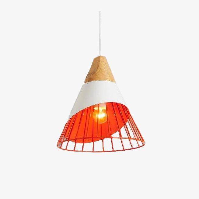Suspension design en bois et aluminium coloré