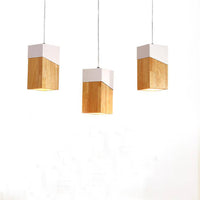 Suspension LED Cube de Bois Moderne