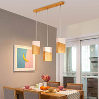 Suspension LED Cube de Bois Moderne