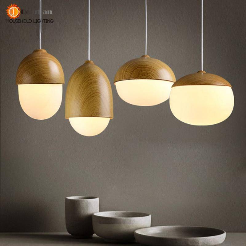 Suspension LED Marla en bois.