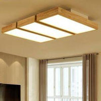 Plafonnier LED en bois rectangulaire