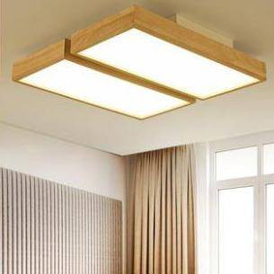 Plafonnier LED en bois rectangulaire