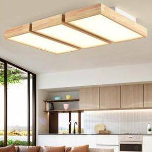Plafonnier LED en bois rectangulaire