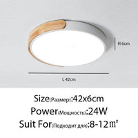 Plafonnier LED "Lumière Douce" en métal et bois$arrondi