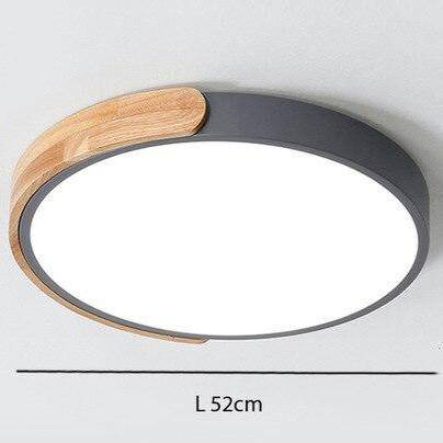 Plafonnier LED "Lumière Douce" en métal et bois$arrondi