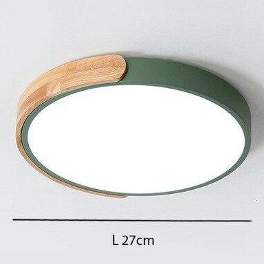 Plafonnier LED "Lumière Douce" en métal et bois$arrondi