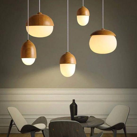 Suspension LED Marla en bois.