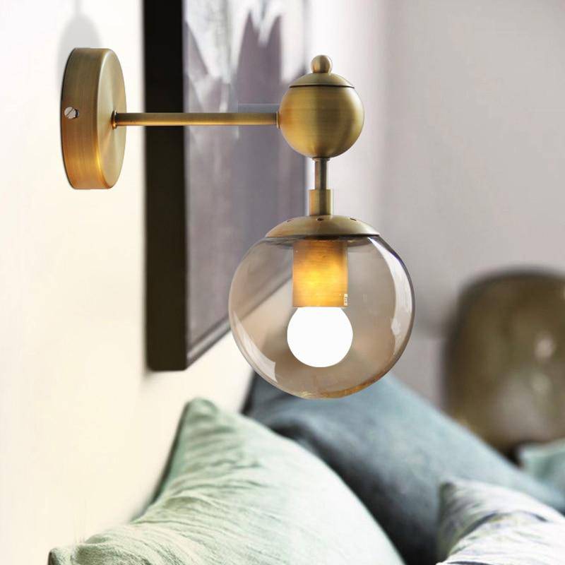 Applique murale rétro dorée "Golden Glass Ball"