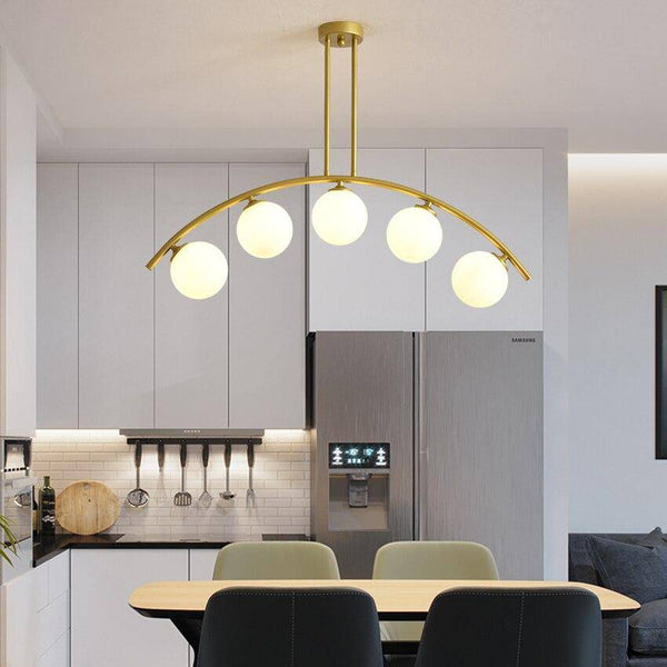 Lustre Luxury LED Bras Doré et Boules en Verre