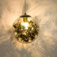 Suspension LED en verre avec feuilles chromées