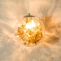 Suspension LED en verre avec feuilles chromées