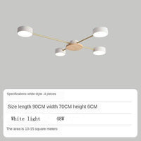 Plafonnier LED chic en métal et bois avec multiples lampes rondes Aibiou