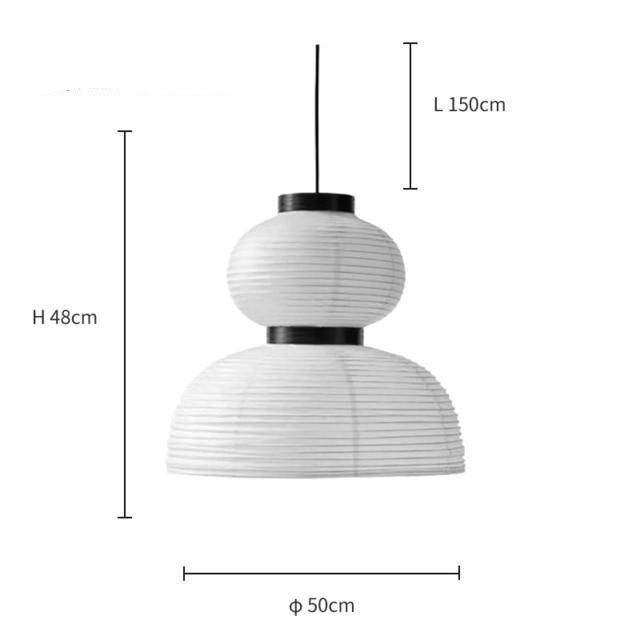 Suspension LED rétro en papier de riz blanc "Danish Style"