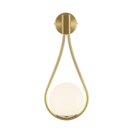Applique murale design dorée LED avec boule en verre blanc Shadow.