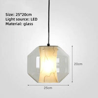 Suspension LED moderne en marbre et verre.