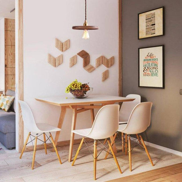 Suspension LED Industrielle avec Disque en Bois et Ampoule Edison