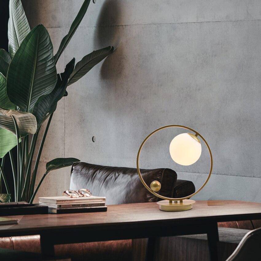 Lampe de chevet design Loft avec LED et anneau métallique
