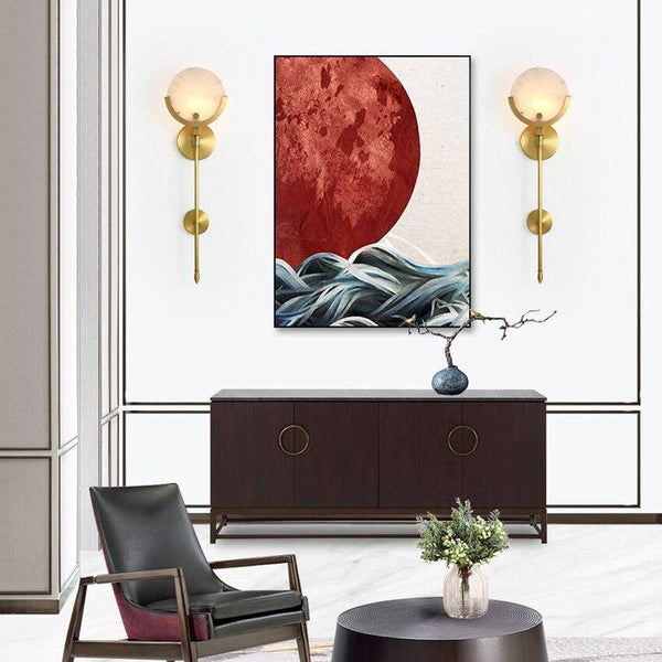Applique murale LED Luxe en métal doré et marbre